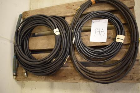 5 pcs High pressure hoses, ca. 2x15 meters, one paragraph about 20 meters 3/8 "+ 2 10 meters