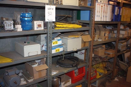 Rack, 4 sections, with content of electrical parts