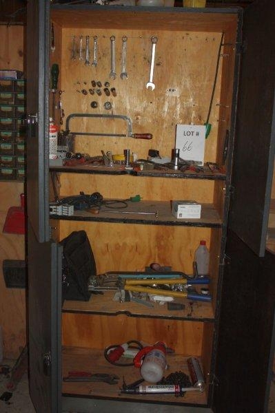 Tool cabinet with content: hand tools + assortment rack