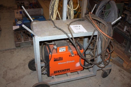 Kemppi FastMig KMS 500, yard model (10772) with cables. Wheeled frame