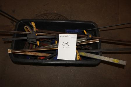 Box with various screwdrivers.
