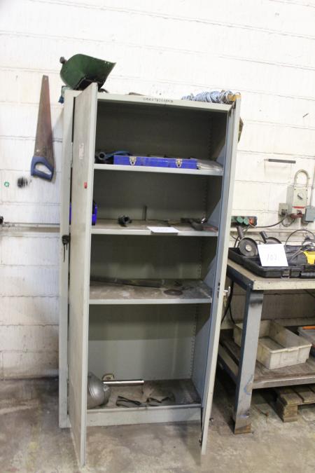 Steel cabinet with contents. Width 90 height 180 cm