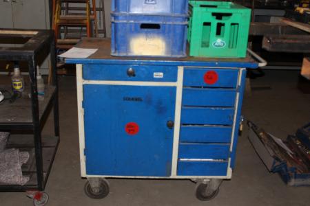 Workshop wagon with contents and scrolling table.