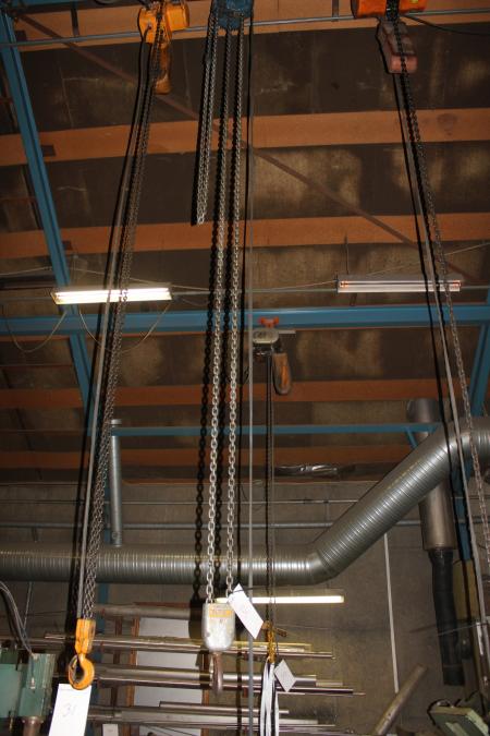 2 tons Demag el talje med cirka 6 meter kæde. Lift til rådighed