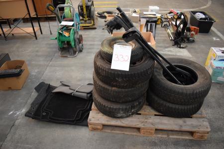 Pallet with tires + roof racks for Peugeot Partner  + Car Car mat for Citroen C1