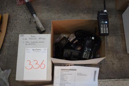 Motorola GP340 handheld two-way radio with one charging station