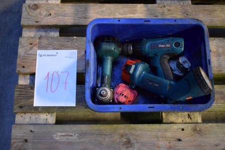 Miscellaneous cordless tools, electric drill, impact wrench, etc.