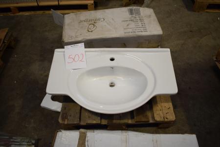 Wash basin 920 x 230 x 540 mm + shelf white 870 x 380 x 200 mm. unused