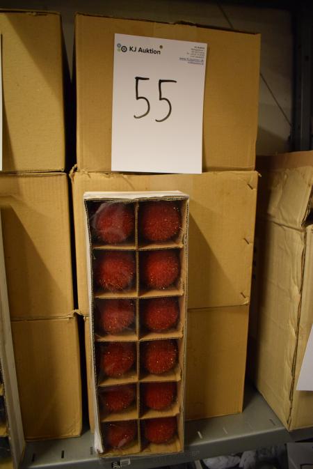 18 x 12 Stk røde deko kugler med ophæng