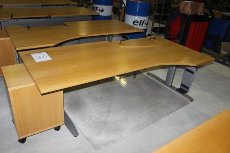 2 pcs. raise / lower tables with drawer section