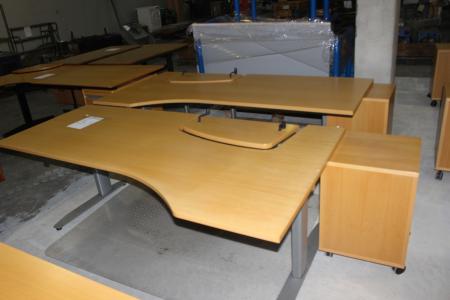 2 pcs. raise / lower tables with drawer section