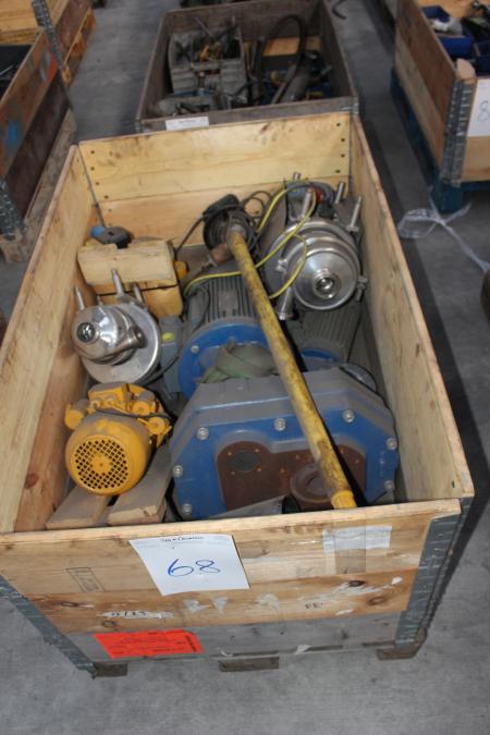 2 stk. syrefaste Inoxpa pumpe; 1 stk. Kæmpe gearmotor; 3 stk. elmotorer; 1 stk. lille gearmotor