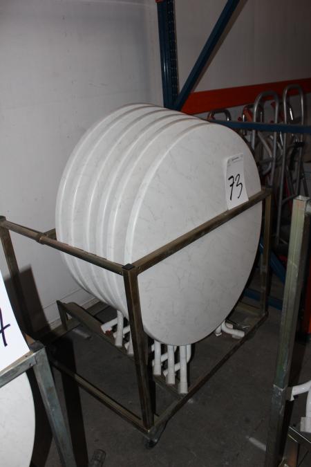 Runde borde, diameter 80 cm med stativ Brugt. 6 stk 