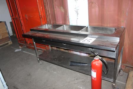 Rullebord med 3 vandbad 180x72x92 cm elektrisk. 
