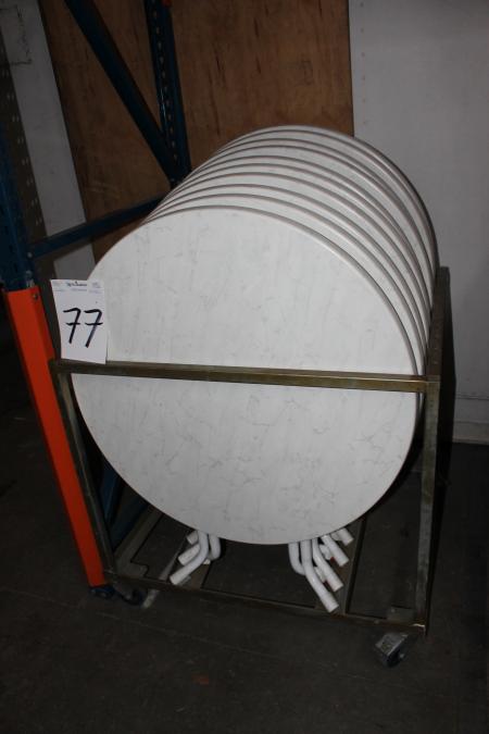 Runde borde diameter 80 cm med stativ Brugt. 10 stk