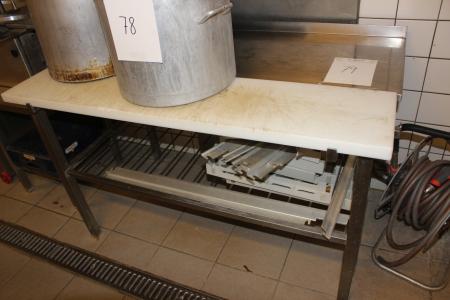 Stainless steel table with cutting plate 145x80 cm