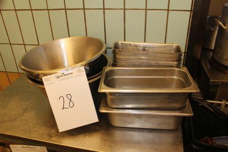 Various stainless dishes and molds.