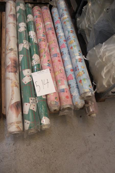Various wallpaper rolls.