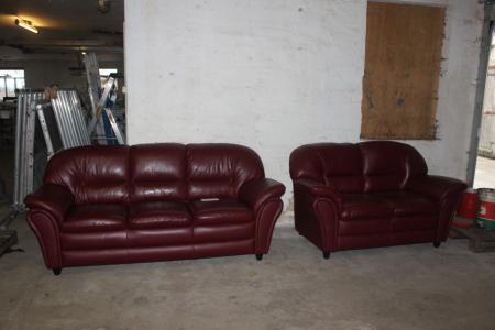 2 pcs in bordeaux imitation leather 3 persons and 2 persons width 150 and 200 cm