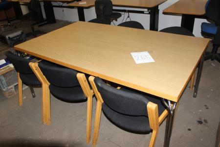 Mødebord med 6 stole 108x180 cm