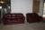 2 pcs in bordeaux imitation leather 3 persons and 2 persons width 150 and 200 cm