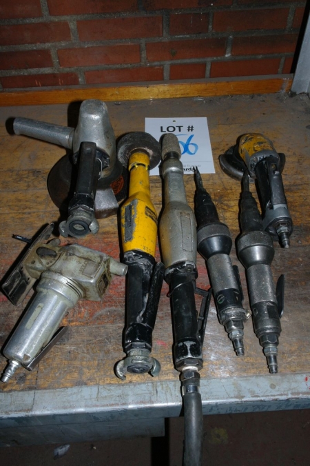 (7) air tools: (2) die grinders, (2) chisels, (2) angle grinders, (1) padsaw