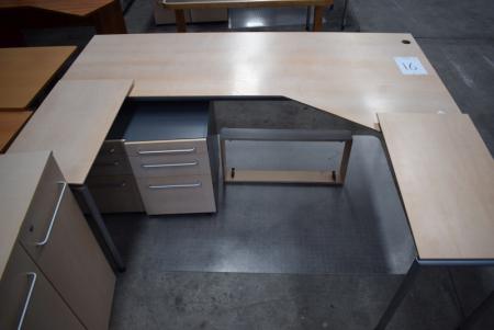 Schreibtisch mit Beistelltischen 2 + 2 + Schublade Abschnitten Aktenschrank