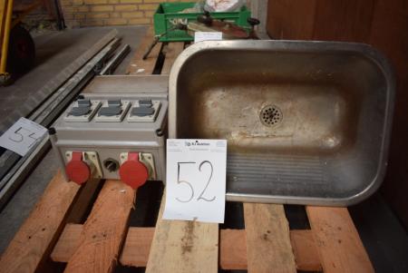 Construction switchboard + stainless steel sink