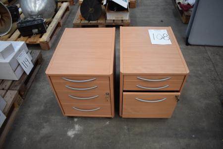 2 pcs. drawer sections on wheels