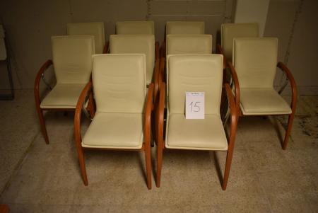 10 pcs. chairs, cream colored leather