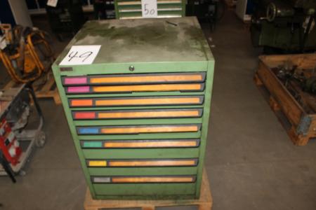 Steel cabinet with cutter drill clamps, tool holders and more. 61x67x100 cm
