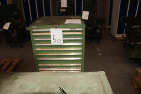 Steel cabinet with plates, plate holders, micrometer screws with more.61x67x100 cm