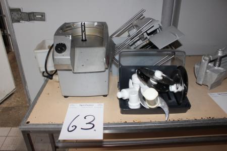 Food processor with equipment.