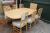 Table 164x103x72,5 cm with additional plate + 6 chairs + chest of drawers. 172x42x83 cm