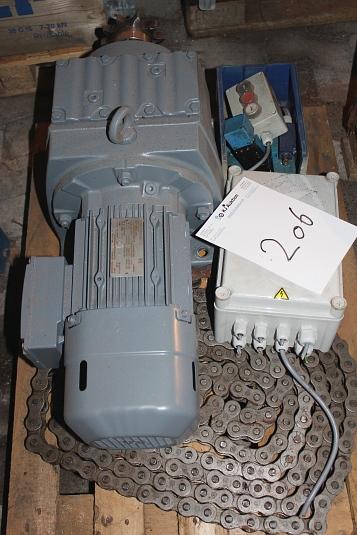 Gear motor with control box.