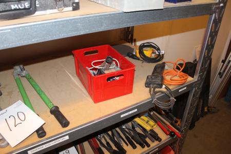 1 piece. shelf with div. Tools include solder, waist, etc.
