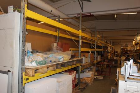 Pallet racking, 9 rises, approximately 40 stringers (Note: The buyer will be contacted around the time of dismantling)