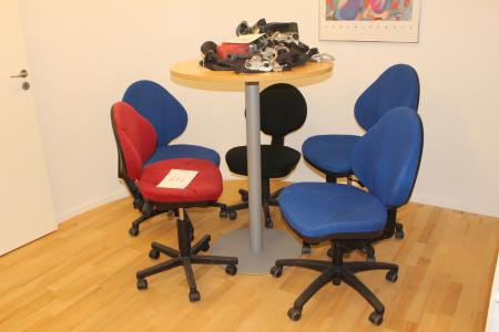 High table and five office chairs