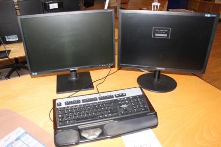 2 monitors, keyboards
