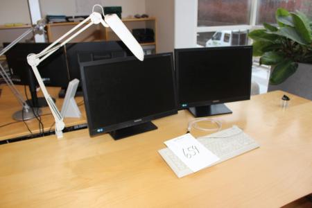 2 monitors, keyboards
