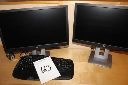 2 stk. computerskærm + tastatur