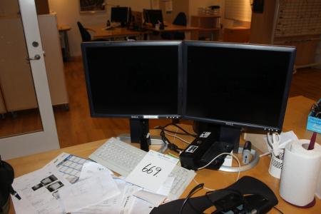 2 pcs. computer monitors and Keypad