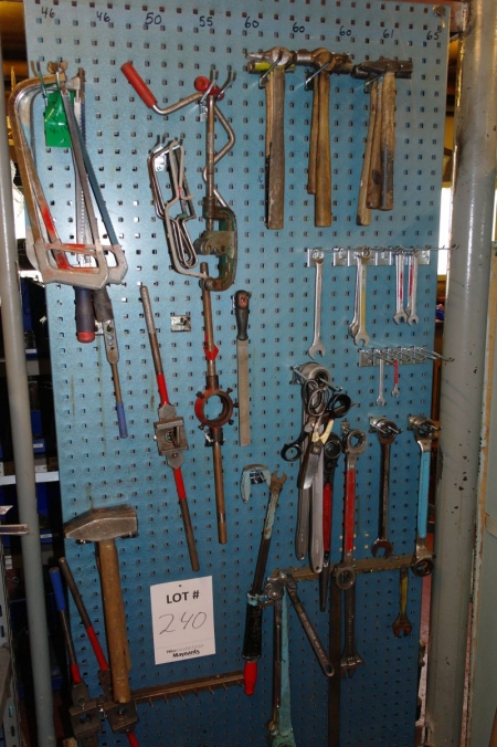 Tool panel with hand tools + tools on floor