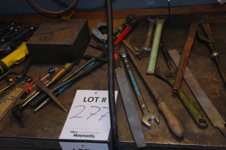 Hand tools on work bench