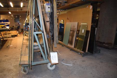 2 pcs. racks one on wheels and fixed. With various glass and mirror plates
