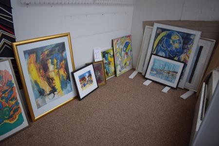 20 different / mixed pictures, some framed