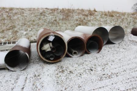 Batch of pipes from right to left DiameterXlength. 70x251 cm, 70x224, 70x224 102x200 cm, 102x296 cm, 77x400 cm, 77x400 cm, 83x275 375 cm