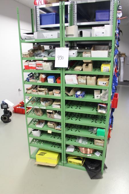 Content in 2 shelves various consumables bolt on and on.