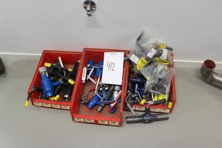 3 assortment boxes with ball valves welding valves.