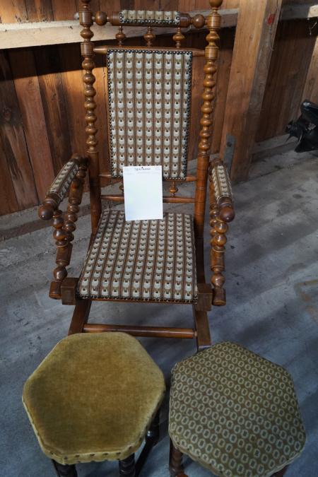 Rocking chair w. 2 pcs stools